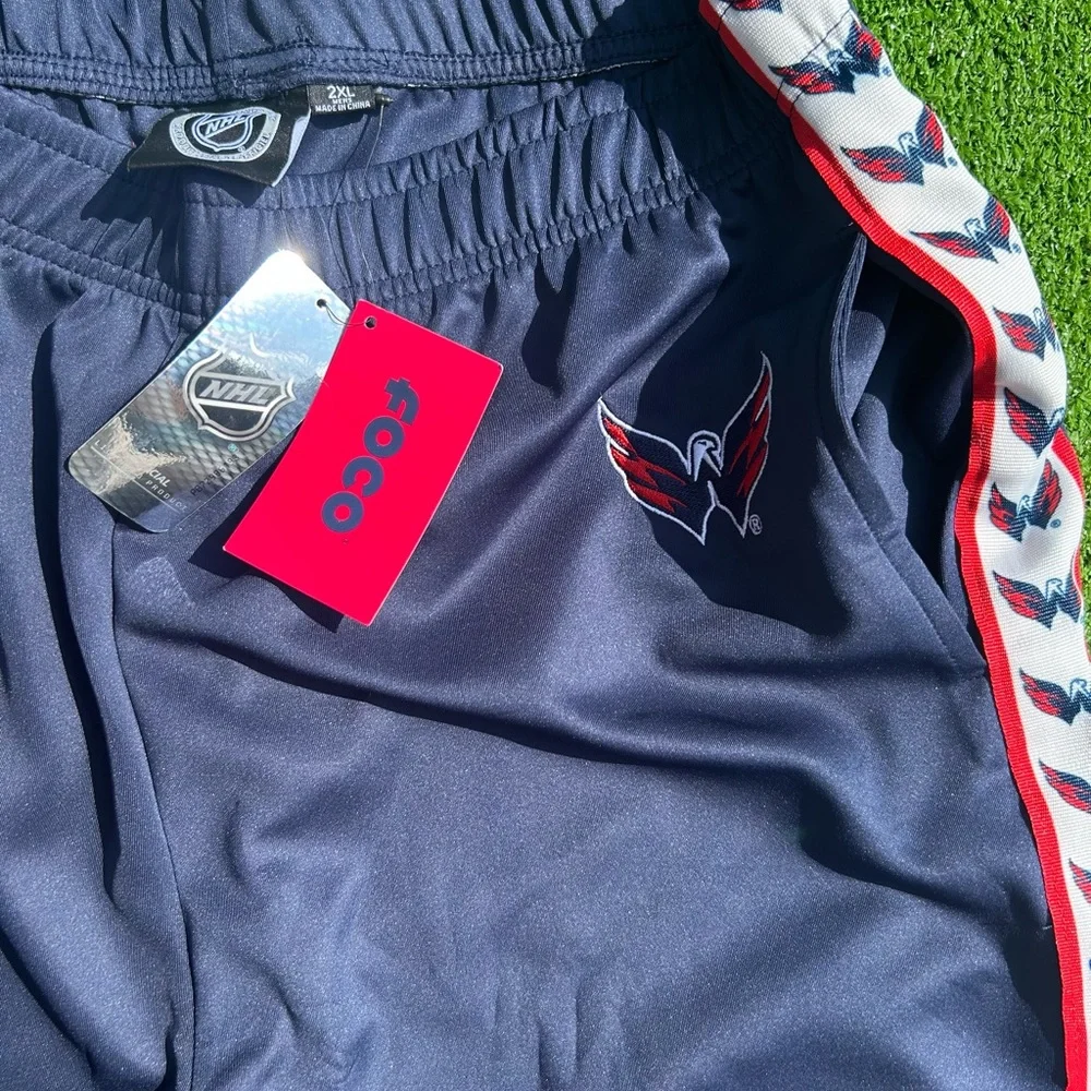 Washington Capitals Stripe Logo Jogger Track Pants Men’s 2XL FOCO NHL NWT Navy - Picture 6 of 14